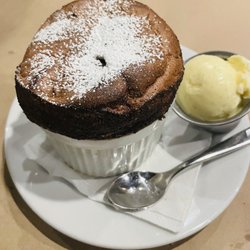 Flatiron - Chocolate soufflé with vanilla ice cream.