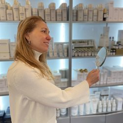 Our happy client with her post-facial glow!