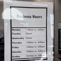 Doré Bakery - Business hours 11/2023
