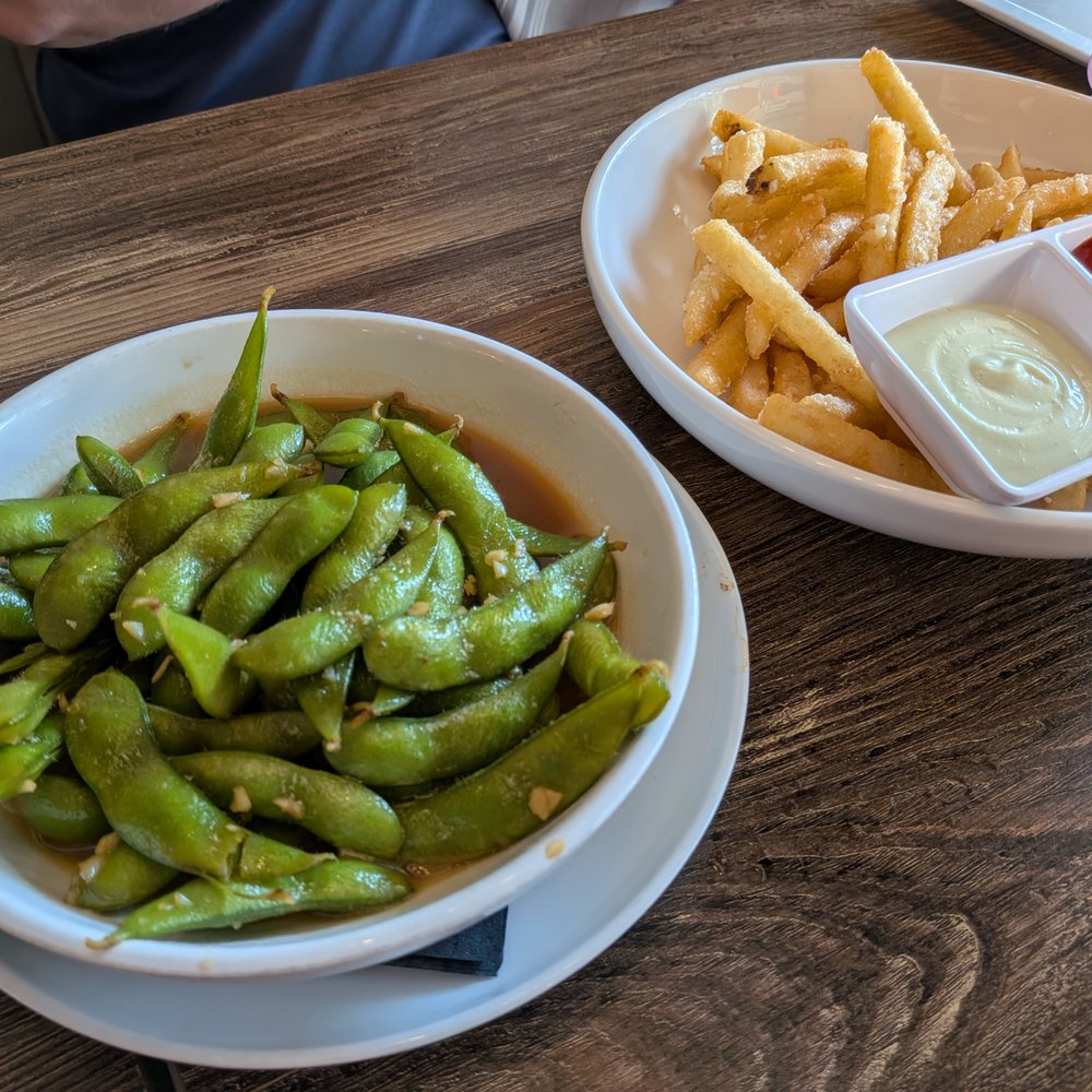 Zest - Edamame ($6.00) with garlic (+$1.50). Parmesan Truffle Fries ($7). - Sushi Bars Near Me - Roswell, Georgia Zest - Edamame ($6.00) with garlic (+$1.50). Parmesan Truffle Fries ($7). - Sushi Bars Near Me - Roswell, Georgia