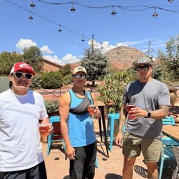 Great view on the patio with amazing beer!