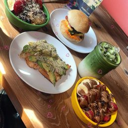 Power bowl, breakfast Sammy, honey matcha, avocado toast, rose city bowl. Power bowl, breakfast Sammy, honey matcha, avocado toast, rose city bowl.