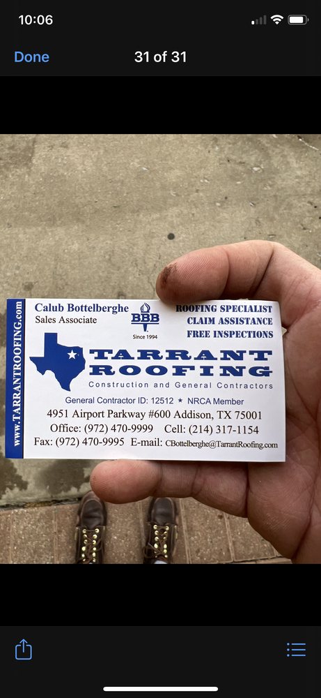 Slide of Tarrant Roofing