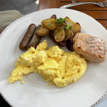 Watertable - Two Cage Free Eggs any Style with 4 oz side of salmon (cooked to perfection) - New American Near Me - Huntington Beach, California Watertable - Two Cage Free Eggs any Style with 4 oz side of salmon (cooked to perfection) - New American Near Me - Huntington Beach, California
