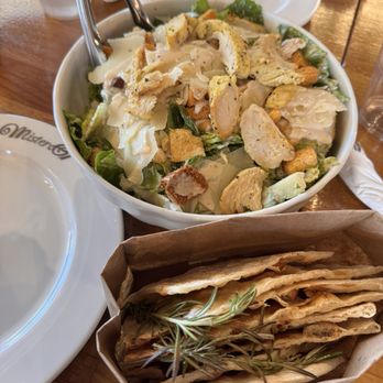 Mister O1 Extraordinary Pizza Melbourne - Chicken, Caesar salad, and rosemary bread - Pizza Near Me - Melbourne, Florida Mister O1 Extraordinary Pizza Melbourne - Chicken, Caesar salad, and rosemary bread - Pizza Near Me - Melbourne, Florida