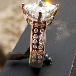 Ken's Jewelry & Repairs - Custom made Princess cut diamond ring in rose gold.