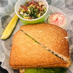 Chicken Salad Chick - Sandwich with broccoli salad
