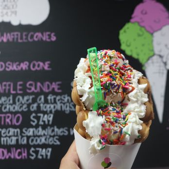 Midtown Creamery - Bubble waffle Guava Passion fruit Rainbow sprinkles Whipped cream - Desserts Near Me - Miami, Florida Midtown Creamery - Bubble waffle Guava Passion fruit Rainbow sprinkles Whipped cream - Desserts Near Me - Miami, Florida