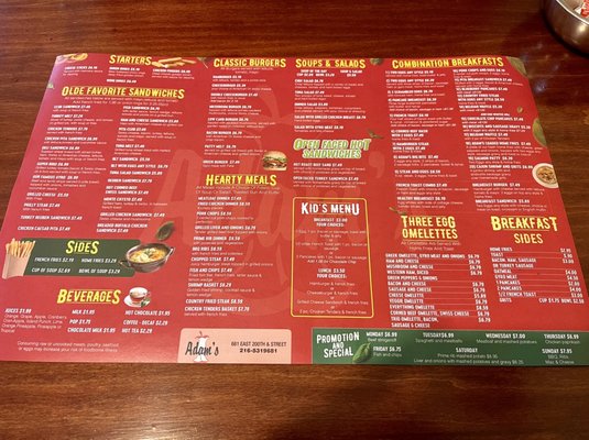 Menu photo 1 Adam's Place Cleveland, OH