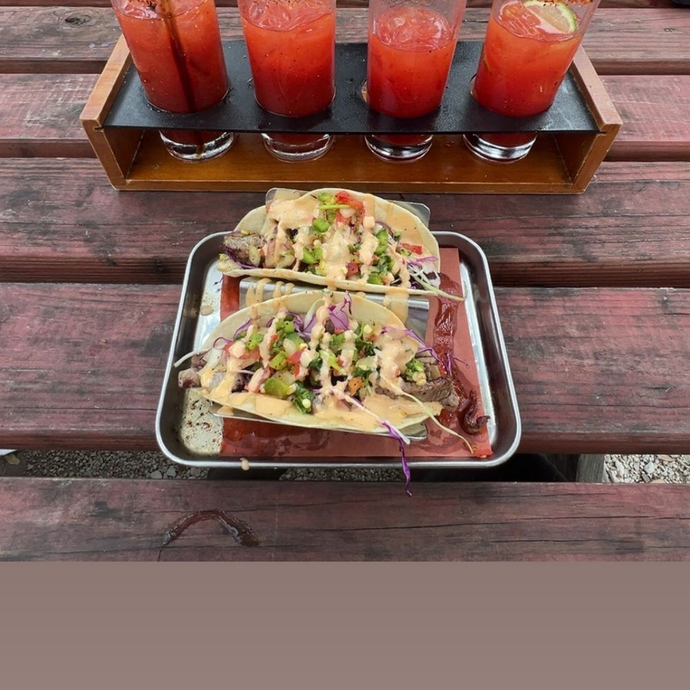 The Backyard - Steak tacos and Bloody Mary flight - American Near Me - Seabrook, Texas The Backyard - Steak tacos and Bloody Mary flight - American Near Me - Seabrook, Texas