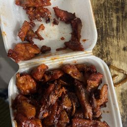 Red pieces or scraps not ribs