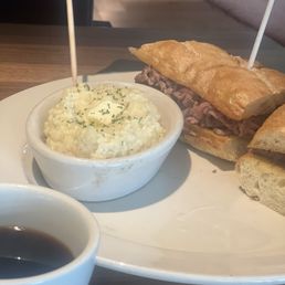 white cheddar grits and prime rib sandwich white cheddar grits and prime rib sandwich