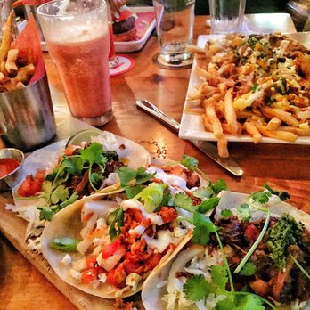 Beertown - Taco trio and brisket poutine - Beer Bar Near Me - Waterloo, Ontario