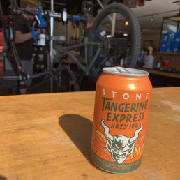 Fresh air on the outdoor patio while Dr. Adam "bike god" repaired my front fork!