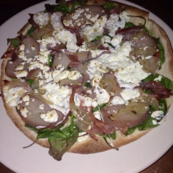 Aster Cafe - Prosciutto, Pear, Goat Cheese, and Caramelized Onion Flatbread - New American Near Me - Minneapolis, Minnesota Aster Cafe - Prosciutto, Pear, Goat Cheese, and Caramelized Onion Flatbread - New American Near Me - Minneapolis, Minnesota