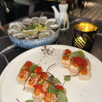Flame sushi - Salmon oshi (rice heavy and irregularly shaped/portion) - Sushi Bars Near Me - Toronto, Ontario Flame sushi - Salmon oshi (rice heavy and irregularly shaped/portion) - Sushi Bars Near Me - Toronto, Ontario