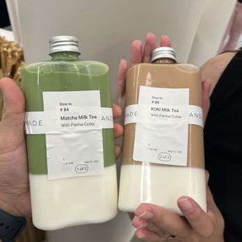 KŌRI Bakery & Dessert - Matcha and milk tea with panna cotta - Desserts Near Me - Orlando, Florida