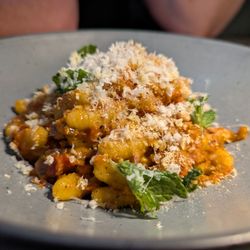 Avize Modern Alpine - Fermented Carrot Bolognese. $26. Sheep's milk, horseradish, mint, pecorino.