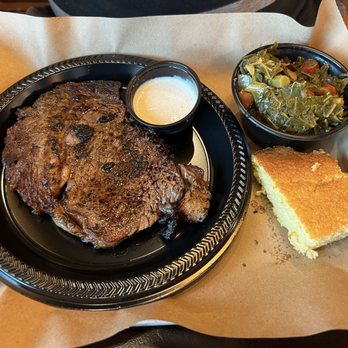 Mission BBQ - Smoked ribeye, collard greens and corn bread - Barbeque Near Me - Lutz, Florida Mission BBQ - Smoked ribeye, collard greens and corn bread - Barbeque Near Me - Lutz, Florida