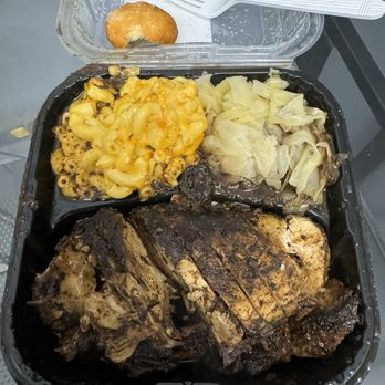 Ena's Caribbean Kitchen - Jerk chicken, Mac and cheese and cabbage, fried dumpling. - Caribbean Near Me - Columbus, Ohio
