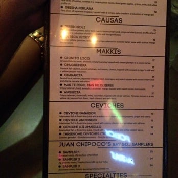 CVI.CHE 105 - Appetizer menu in the waiting area outside. - Peruvian Near Me - Miami, Florida CVI.CHE 105 - Appetizer menu in the waiting area outside. - Peruvian Near Me - Miami, Florida