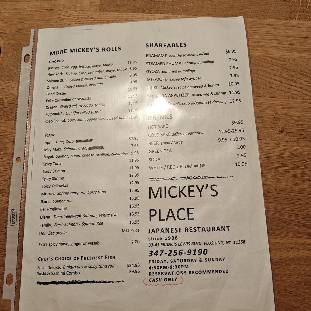 Mickey’s Place - Menu - Sushi Bars Near Me - Queens, New York Mickey’s Place - Menu - Sushi Bars Near Me - Queens, New York