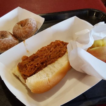 Apple Jack Orchards - Pulled pork sandwiche and apple cider donuts - Fruits & Veggies Near Me - Delano, Minnesota