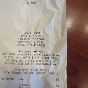 Panera Bread - Coffee was horrible and watered down... I tried various flavors before leaving...all watered down... - Sandwiches Near Me - Cerritos, California