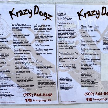 Krazy Dogz - Menu (8/8/2021) - Hot Dogs Near Me - Rialto, California Krazy Dogz - Menu (8/8/2021) - Hot Dogs Near Me - Rialto, California
