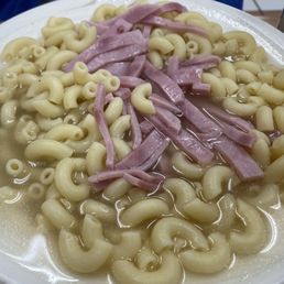 Ham macaroni soup- breakfast item $10 including milk tea, was good