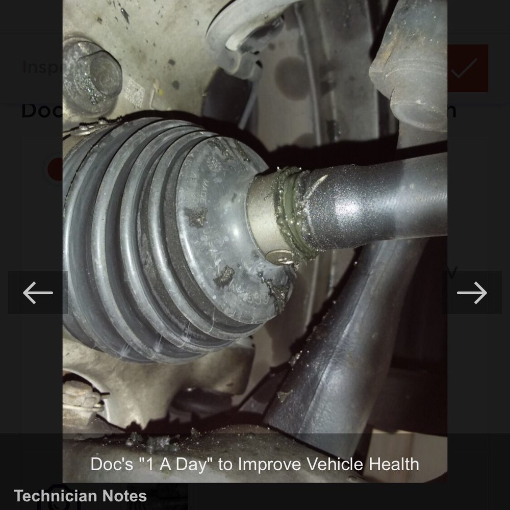 States left front outer axle boot is torn. This outer axle boot was supposedly replaced.
