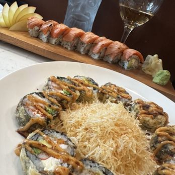 Bluefish Bistro - Miami roll in the front. Smoky Roll in the back - Sushi Bars Near Me - Arlington, Virginia