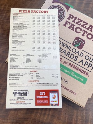 Menu photo 4 Pizza Factory Riverside, CA