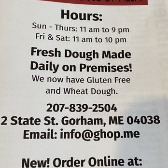 Gorham House of Pizza - a menu - Pizza Near Me - Gorham, Maine Gorham House of Pizza - a menu - Pizza Near Me - Gorham, Maine