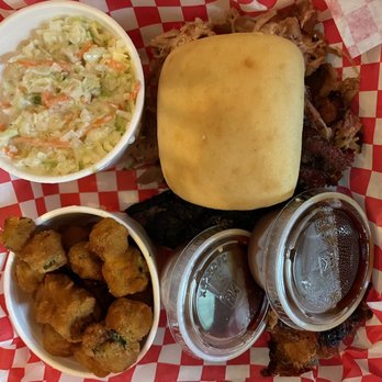 The Smokin Pig - Brisket Platter  with Okra and Slaw - Barbeque Near Me - Anderson, South Carolina