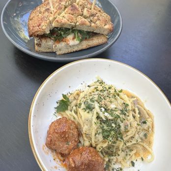 Darkalino's - Uncle Johnny's Pasta (with added meatballs) and Chicken Parm Sandwich - Sandwiches Near Me - Seattle, Washington