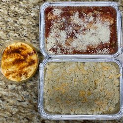Above & Beyond Catering & Kitchen - Hummus, eggplant parmesan, and mac n cheese (frozen)