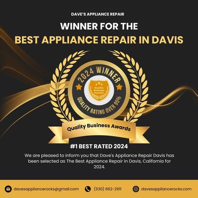 Thank you for Trusting us with your Household appliances - I strive to bring world-class service and satisfaction to my customers in Davis, El Macero, Winters, Dixon, Vacaville and Woodland. Each 5-star review I get from a satisfied client is like achieving a personal victory; it's the best way for me to measure just how much effort I'm putting into making sure each of them have an incredible experience that goes beyond their expectations!

Call me today to get your appliances repaired!

📞 (530) 662-2911
💻 davesappliancerocks.com
📩 davesappliancerocks@gmail.com

#appliancerepair #davisca #daviscalifornia #majorappliances #localbusiness #momandpop #locallyowned #familyowned #supportsmallbusinesses

When your fridge begins to underperform, don't let it be a problem you have to worry about. Dave's Appliance in Davis is here and ready - with decades of experience fixing kitchen appliances and laundry machines, I can assure you my service will get the job done quickly and professionally. Don’t wait any longer – dial (530) 662-2911 now for fast repairs that won’t leave food spoiling!

Call or text Dave now!
📞 (530) 662-2911
💻 www.davesappliancerocks.com
📩 davesappliancerocks@gmail.com

#appliancerepair #davisca #daviscalifornia #majorappliances #JennAir #KitchenAid #generalelectric #Hotpoint #LG #Samsung #Kenmore #handyman #localbusiness #momandpop #supportlocal #familyowned #supportsmallbusinesses

Customer service can make or break your experience with a home appliance repair service. At Dave's Appliance, we pride ourselves on providing exceptional service from start to finish. #customerservice #excellentexperience #choosewisely

Did you know that Dave has been repairing appliances since he was just 12 years old? Talk about experience! What's the most challenging appliance issue you've ever faced? Let us know in the comments! #ApplianceExpert #IndustryKnowledge #Dave'sAppliance