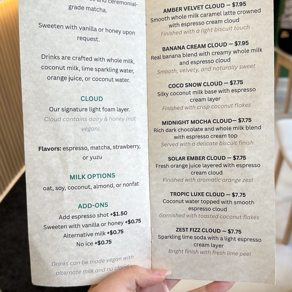 Origin Lab Coffee & Matcha - menu - Coffee & Tea Near Me - San Francisco, California