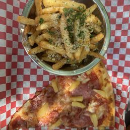 Wise Fries and Hawaiian pizza Wise Fries and Hawaiian pizza