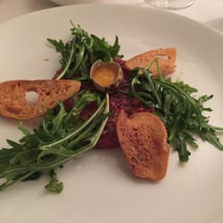 The Baths - Beef tartare with raw quail egg. Delicious!