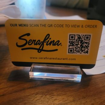 Serafina Tribeca - QR code for the menu. I liked that it was it presented like a business card in a holder. Matches the NYC vibe. - Bars Near Me - New York, New York
