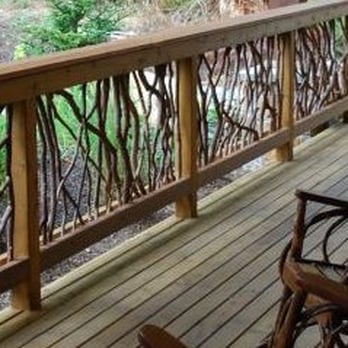 Mountain Laurel Handrails - Relax in Rustic Mountain Style with this Handrail Design - Decks & Railing Near Me - Franklin, North Carolina Mountain Laurel Handrails - Relax in Rustic Mountain Style with this Handrail Design - Decks & Railing Near Me - Franklin, North Carolina