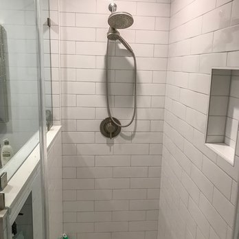 Cedars Builders - Our new master bath shower, with custom niches! Three people could fit in here. - General Contractors Near Me - Los Angeles, California