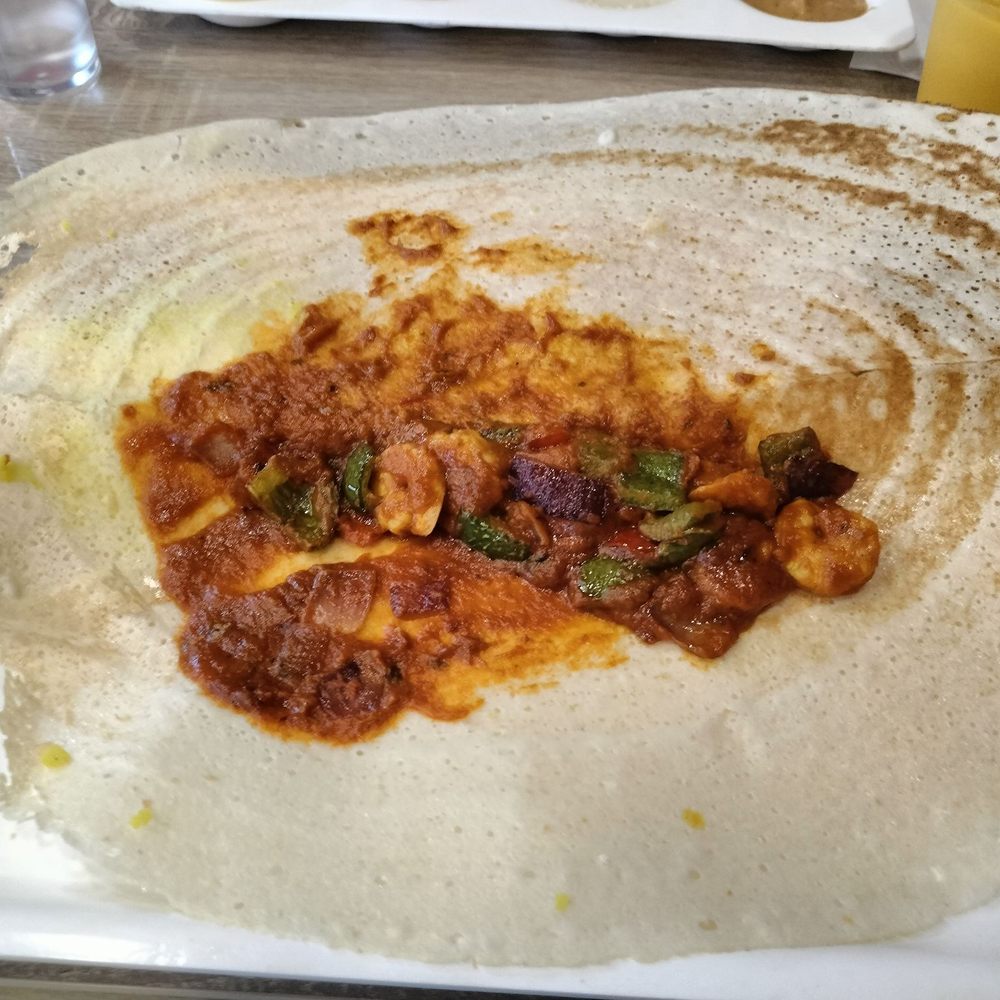 Dosa Boyz - Interior of a shrimp and pepper dosa @ Dosa Boyz/ Niagara Falls, ONT. - Indian Near Me - Niagara Falls, Ontario Dosa Boyz - Interior of a shrimp and pepper dosa @ Dosa Boyz/ Niagara Falls, ONT. - Indian Near Me - Niagara Falls, Ontario