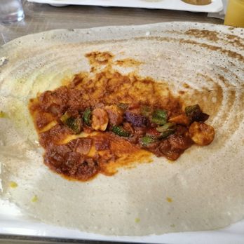 Dosa Boyz - Interior of a shrimp and pepper dosa @ Dosa Boyz/ Niagara Falls, ONT. - Indian Near Me - Niagara Falls, Ontario
