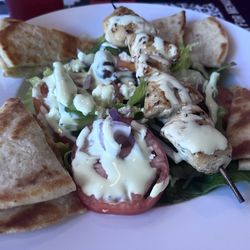 Brother's Grill - Greek salad with chicken kebab and I like lots of dressing!