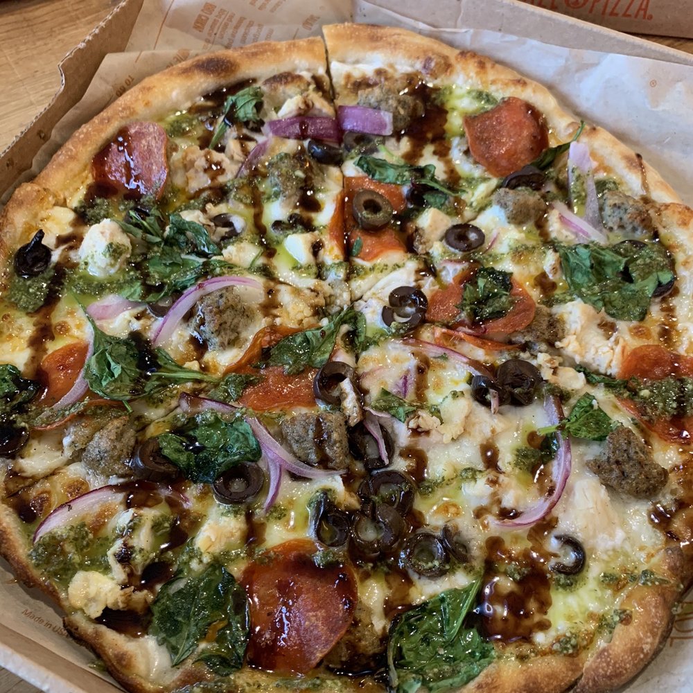 Blaze Pizza - Make your own pizza.. white sauce. Look at this beautiful pie - Pizza Near Me - Charles Town, West Virginia Blaze Pizza - Make your own pizza.. white sauce. Look at this beautiful pie - Pizza Near Me - Charles Town, West Virginia