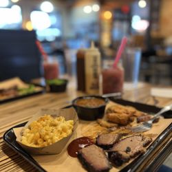 Smokejack BBQ - Brisket Plate, Mac-n-cheese, baked beans.