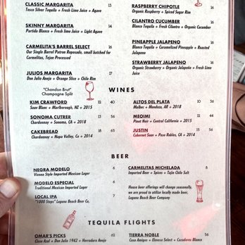 Carmelita's - Menu (1) - Beer, Wine & Spirits Near Me - Laguna Beach, California Carmelita's - Menu (1) - Beer, Wine & Spirits Near Me - Laguna Beach, California